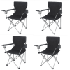(4 PACK)Basic Quad Folding Camp Chair with Cup Holder, Black