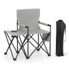 Oversized Foldable Camping Chair with Side Table & Cup Holder, 330 LBS Capacity for Outdoor Use-Gray