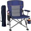 Camping Chairs for Adults, Portable Folding Lawn Chairs with Side Pockets Cup Holder for Outside, Fishing, Camp Garden, Dark Blue