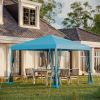 Outdoor 10 x 10 Patio Gazebo Pop-Up Canopy with Sidewalls Instant Setup 4 Mesh Walls for Party Light Blue