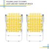2pcs Steel Tube PP Webbing Bearing 120kg Folding Beach Chair Yellow & White Strip
