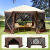 Pop Up Gazebo Tent, Pop-Up Screen Tent 6 Sided Canopy Sun Shelter with 6 Removable Privacy Wind Cloths & Mesh Windows