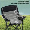 Padded Camping Chair for Adults, Portable Folding Camping Chair with Side Pockets, Cup Holders, Carry Bag, Gray