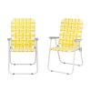 2pcs Steel Tube PP Webbing Bearing 120kg Folding Beach Chair Yellow & White Strip