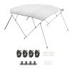 4 Bow Boat Bimini Tops, 600D Polyester Canopy with Aluminum Alloy Frame, Waterproof & Sun Shade Boat Awning Canopy with Storage Bag, 2 Support Poles