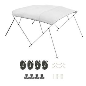 4 Bow Boat Bimini Tops, 600D Polyester Canopy with Aluminum Alloy Frame, Waterproof & Sun Shade Boat Awning Canopy with Storage Bag, 2 Support Poles (Default: Default)
