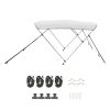 3 Bow Boat Bimini Tops, 600D Polyester Canopy with Aluminum Alloy Frame, Waterproof & Sun Shade Boat Awning Canopy with Storage Bag, 2 Support Poles