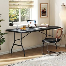 Portable Folding Camping Table with Carrying Handle for Picnic (Color: Black)