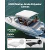 3 Bow Boat Bimini Tops, 600D Polyester Canopy with Aluminum Alloy Frame, Waterproof & Sun Shade Boat Awning Canopy with Storage Bag, 2 Support Poles